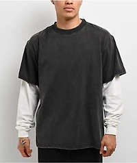 ITA Black & White Wash 2fer Long Sleeve T-Shirt