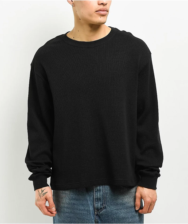 ITA Flux Black Thermal Long Sleeve Boxy T-Shirt