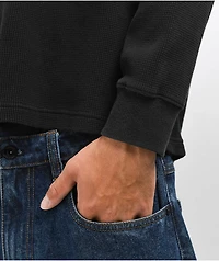 ITA Flux Vintage Black Thermal Long Sleeve Boxy T-Shirt