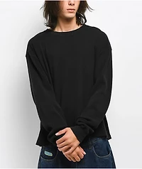 ITA Flux Vintage Black Thermal Long Sleeve Boxy T-Shirt