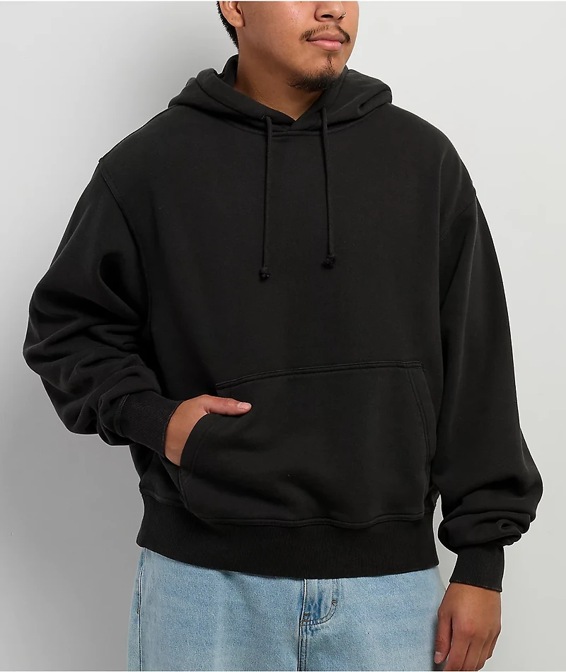 ITA Fractal Black Wash Crop Hoodie