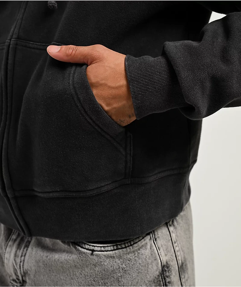 ITA Fractal Black Wash Crop Zip Hoodie
