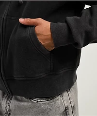 ITA Fractal Black Wash Crop Zip Hoodie