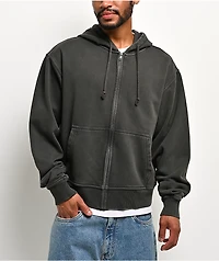 ITA Fractal Black Wash Crop Zip Hoodie