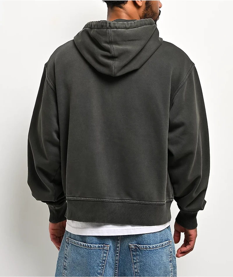 ITA Fractal Black Wash Crop Zip Hoodie