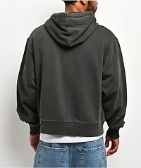 ITA Fractal Black Wash Crop Zip Hoodie