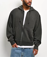 ITA Fractal Black Wash Crop Zip Hoodie