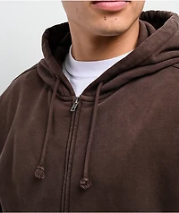 ITA Fractal Brown Wash Crop Zip Hoodie