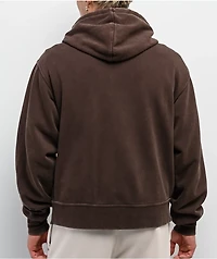 ITA Fractal Brown Wash Crop Zip Hoodie
