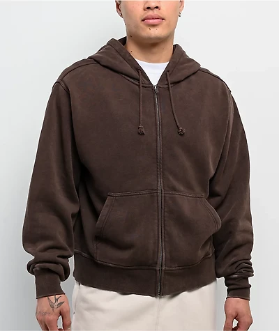 ITA Fractal Brown Wash Crop Zip Hoodie