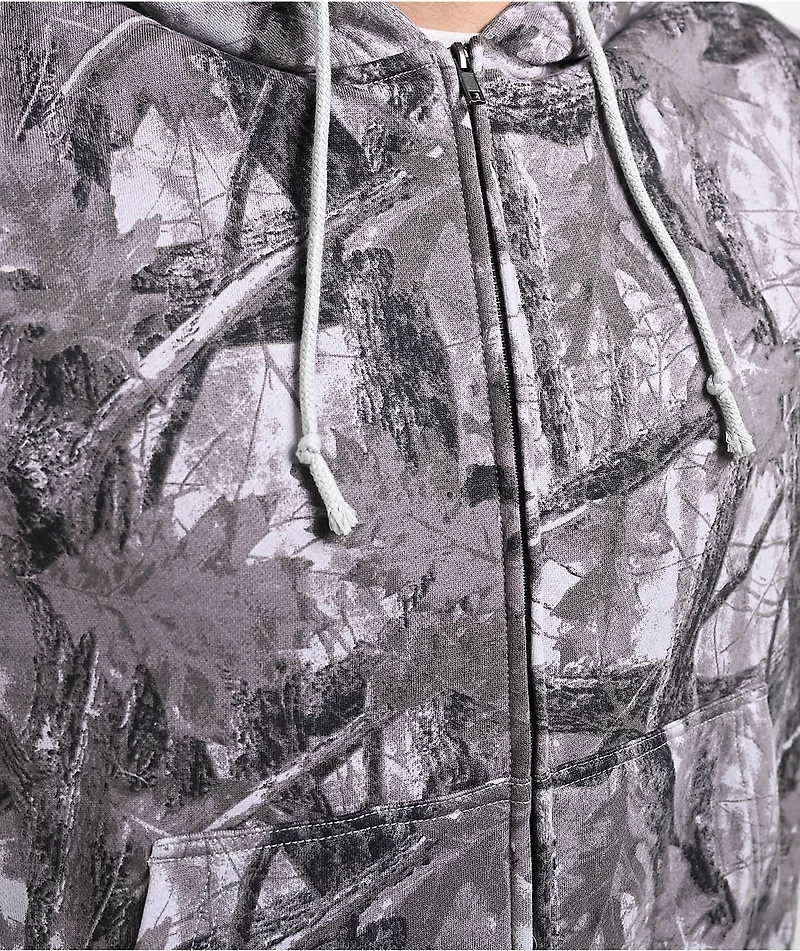 ITA Fractal Grey Camo Crop Zip Hoodie