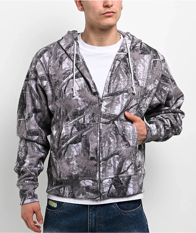 ITA Fractal Grey Camo Crop Zip Hoodie