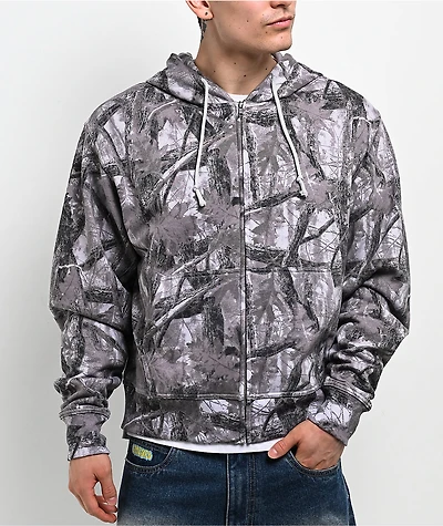 ITA Fractal Grey Camo Crop Zip Hoodie