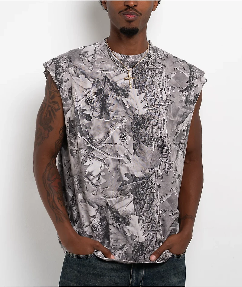 ITA Grey Camo Boxy Tank Top