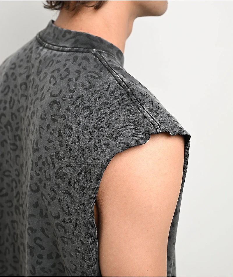 ITA Leopard Grey Wash Heavyweight Boxy Tank Top