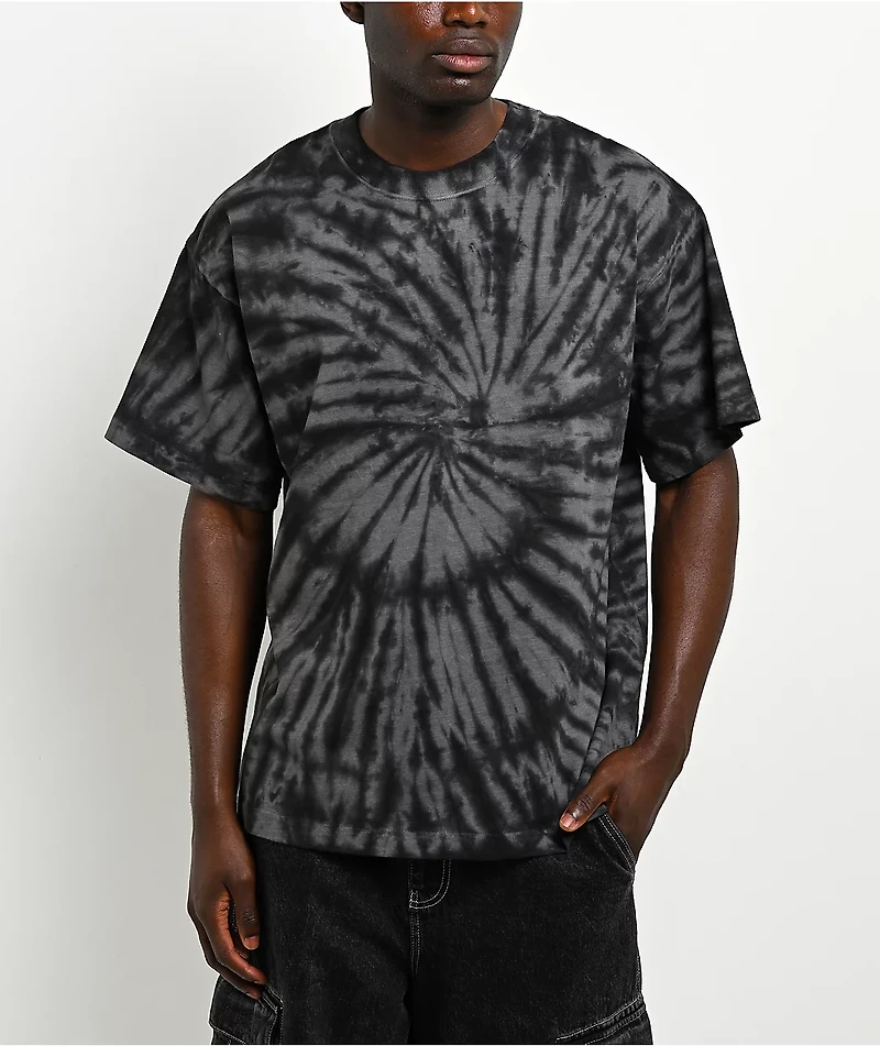 ITA Portal Black & Grey Tie Dye Boxy T-Shirt
