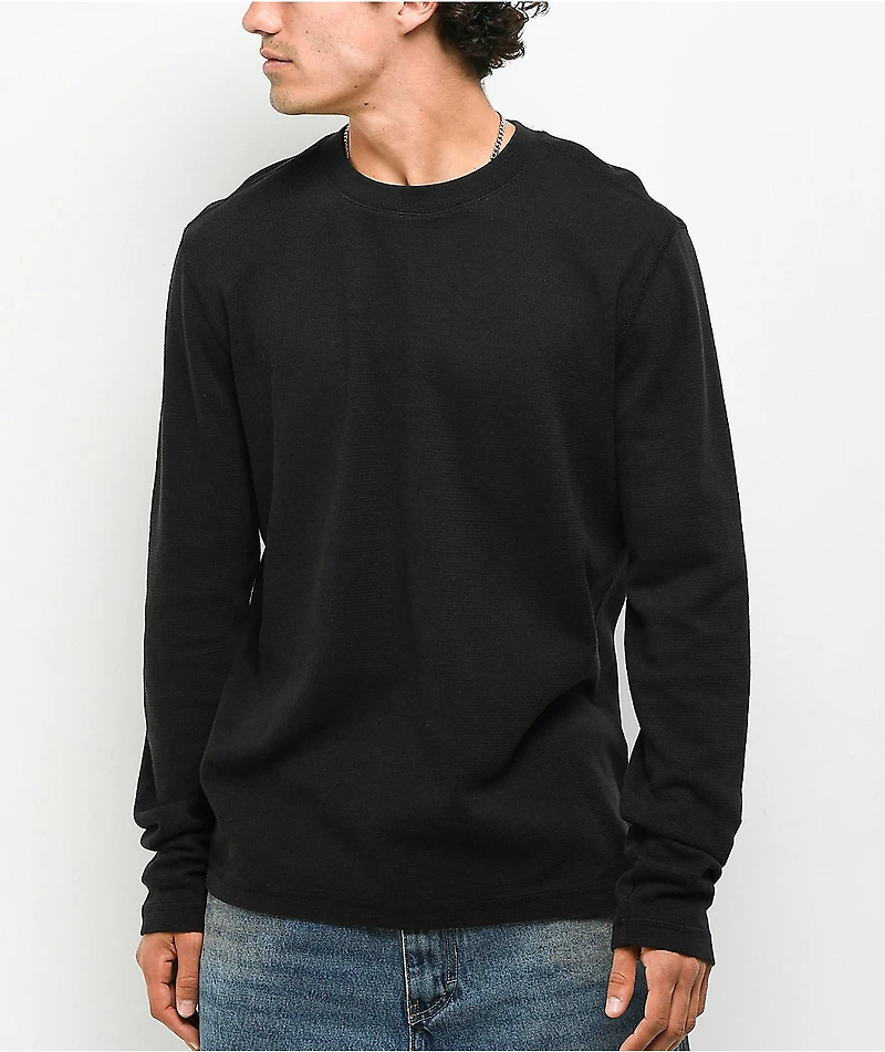 ITA Rift Vintage Black Thermal Long Sleeve Slim T-Shirt