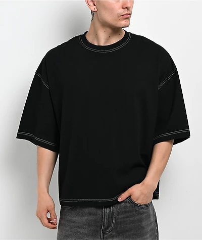 ITA Titan Black Contrast Stitch Oversized T-Shirt