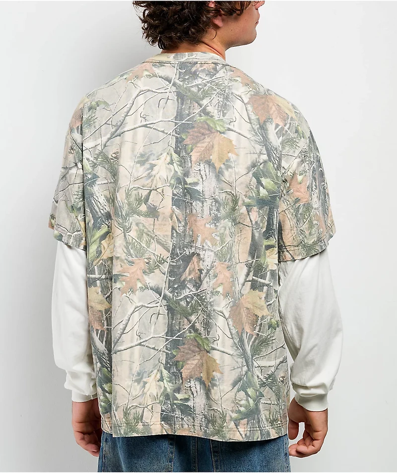 ITA Tree Camo & White 2fer Long Sleeve T-Shirt