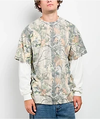 ITA Tree Camo & White 2fer Long Sleeve T-Shirt