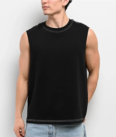 ITA Vex Contrast Stitch Black Tank Top
