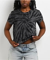 ITA Veyda Tie-Dye Black Crop T-Shirt