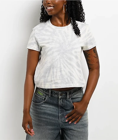 ITA Veyda Tie-Dye Grey & White Crop T-Shirt