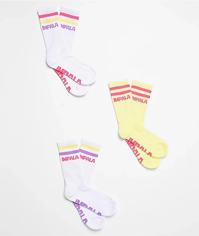 Impala Stripe 3 Pack Crew Socks