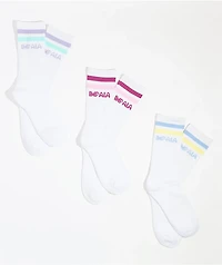 Impala Stripe Sock 3 Pack White Crew Socks