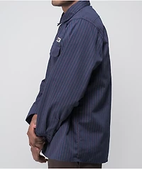 Independent Bar Logo Navy & Red Pinstripe Button Up Shirt
