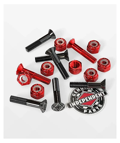 Independent Crossbolts Red & Black 1" Skateboard Hardware