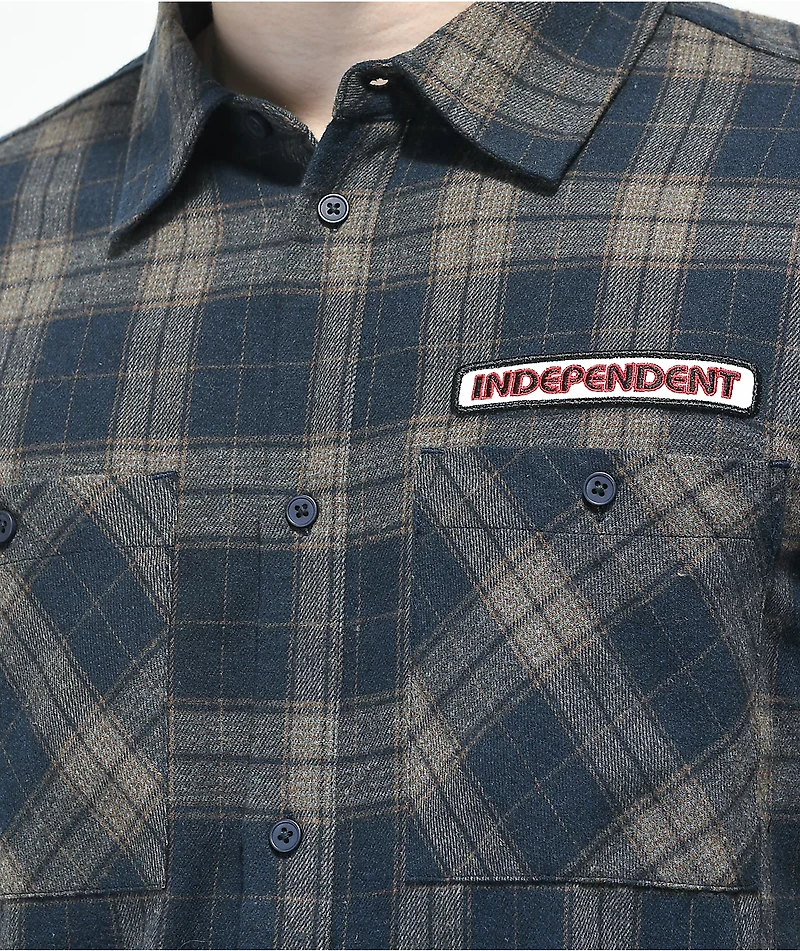 Independent Reed Navy & Grey Plaid Short Sleeve Button Up Shirt