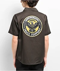 Independent Ride The Best Victory Brown Short Sleeve Button Up Shirt