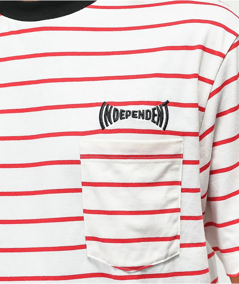 Independent Span Stripe Red & White Pocket T-Shirt