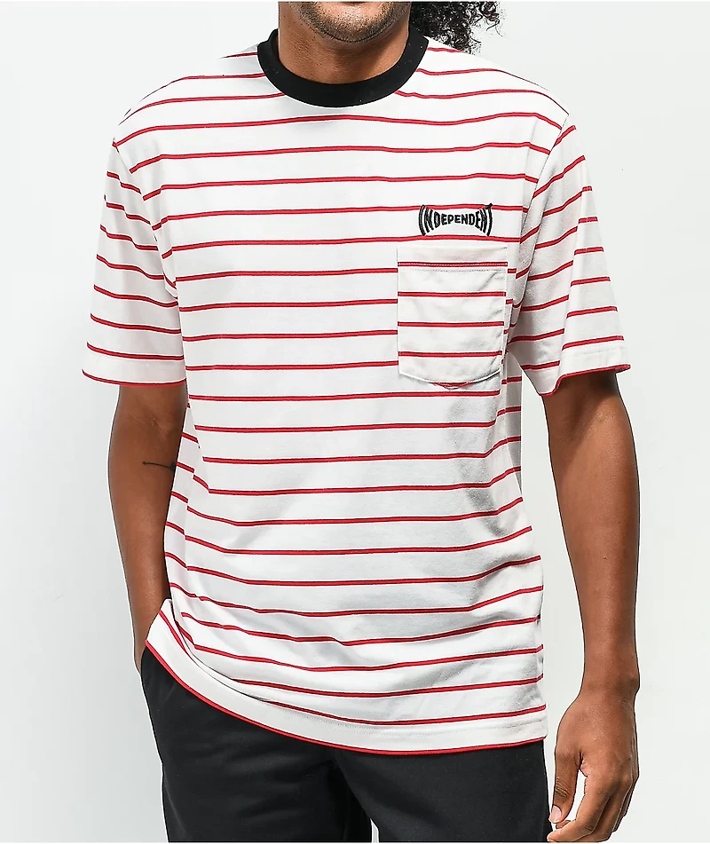 Independent Span Stripe Red & White Pocket T-Shirt