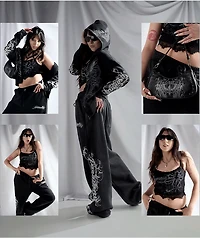 Insomnia Blessed Rhinestone Black Crop Tank Top