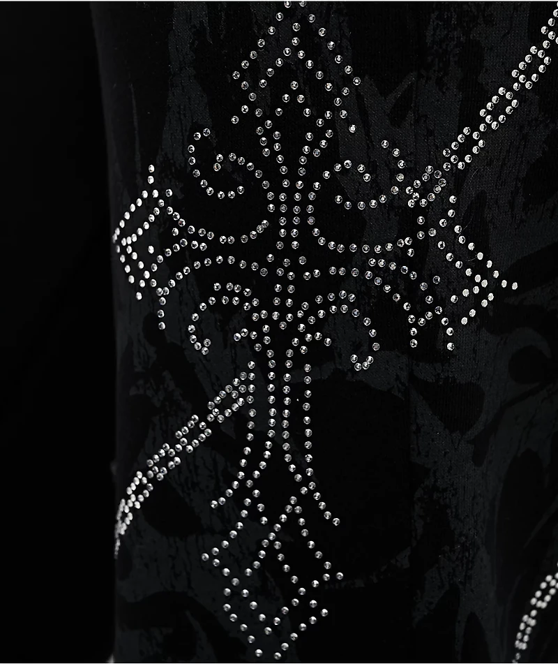 Insomnia Chains Rhinestone Black Sweatpants