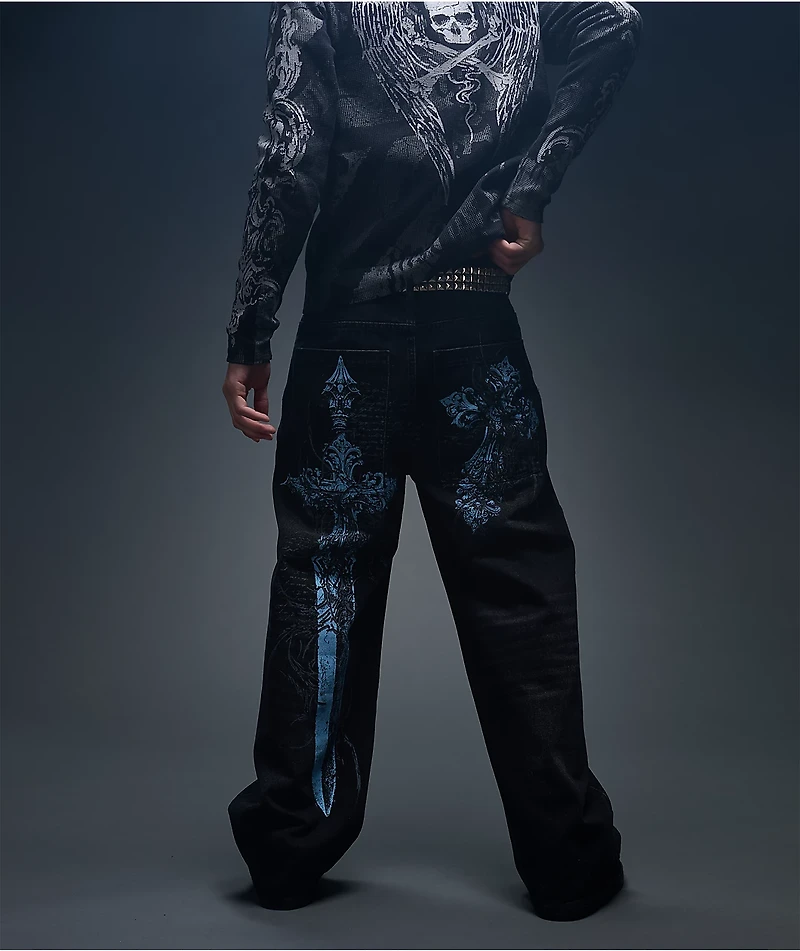 Insomnia Visuals Blade Black Wash Loose Fit Jeans