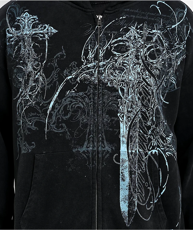 Insomnia Visuals Blade Black Wash Zip Hoodie