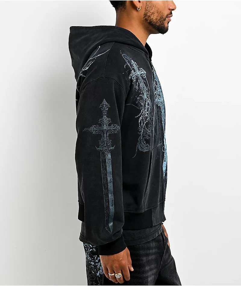 Insomnia Visuals Blade Black Wash Zip Hoodie