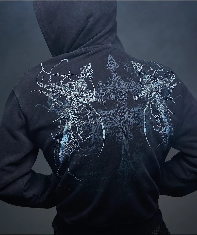 Insomnia Visuals Blade Black Wash Zip Hoodie