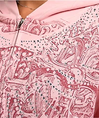 Insomnia Visuals Bonnie Rhinestone Pink Zip Hoodie