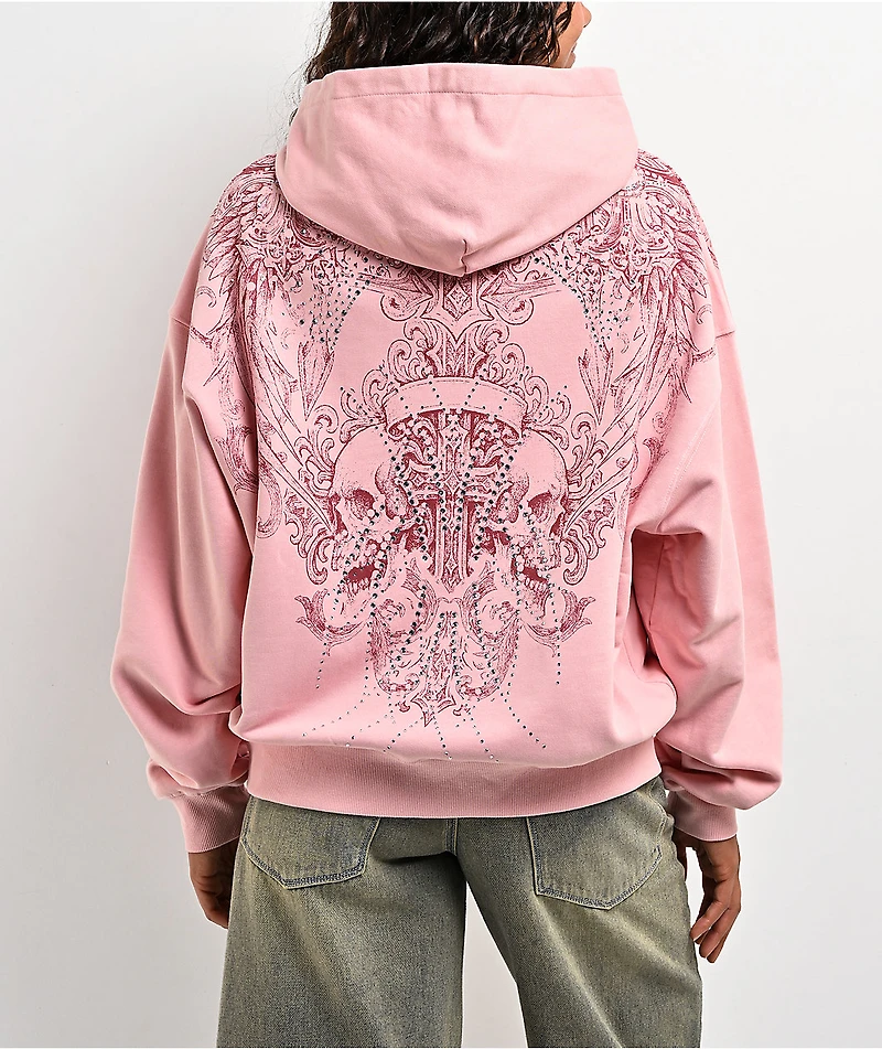 Insomnia Visuals Bonnie Rhinestone Pink Zip Hoodie