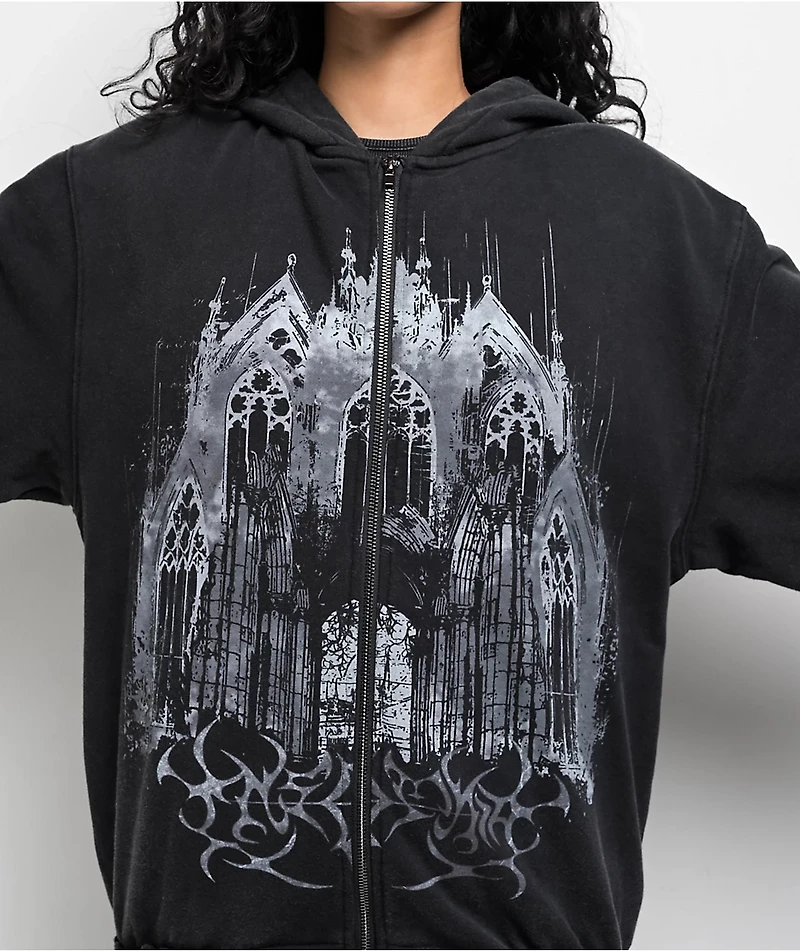 Insomnia Visuals Cathedral Black Wash Zip Hoodie