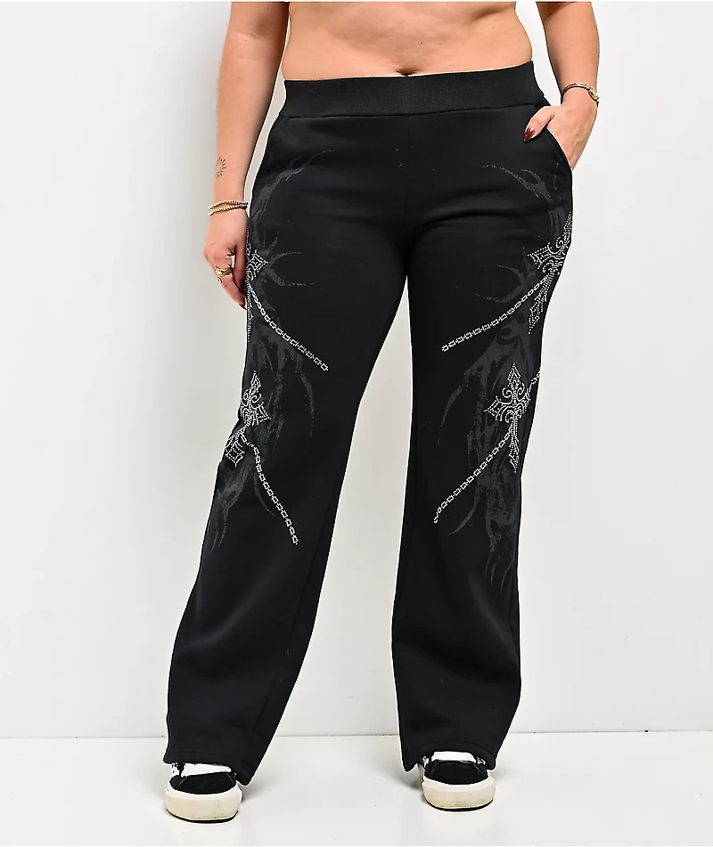 Insomnia Visuals Chains Rhinestone Black Sweatpants
