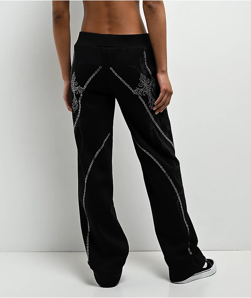 Insomnia Visuals Chains Rhinestone Black Sweatpants