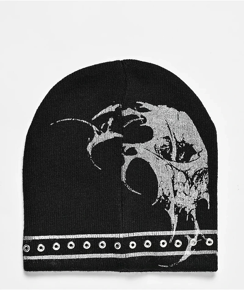 Insomnia Visuals Contrast Stitch Logo Black Skully Beanie