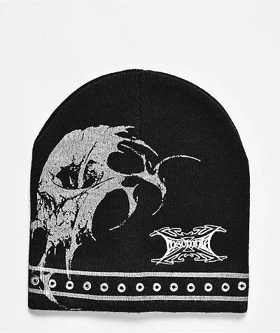 Insomnia Visuals Contrast Stitch Logo Black Skully Beanie