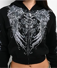Insomnia Visuals Corset Black Crop Zip Hoodie