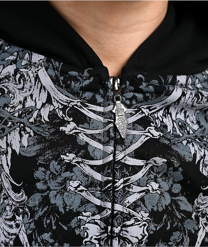 Insomnia Visuals Corset Black Crop Zip Hoodie